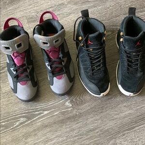 Men Sneakers - Black, Gray, and Pink Jordan 6 and Jordan 12